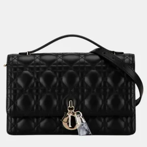 Christian Black Lambskin  Cannage My Bag Handbag
