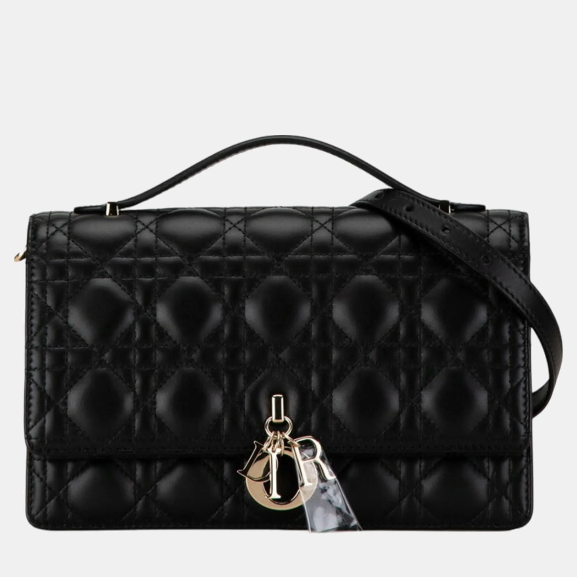 Christian Black Lambskin  Cannage My Bag Handbag