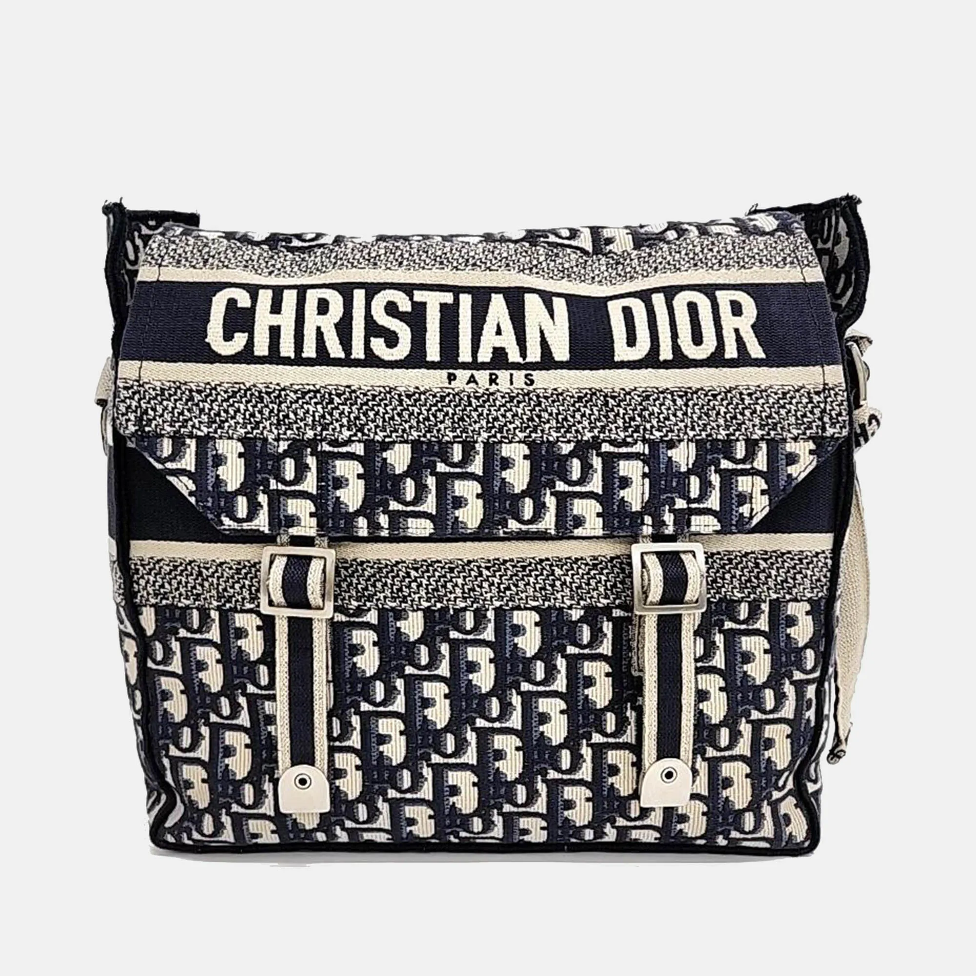 Christian Black Logo Oblique Diorcmap Messenger Bag