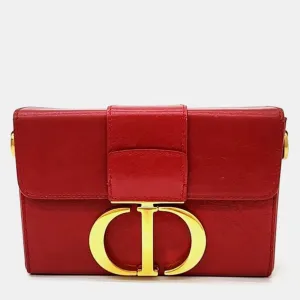 Christian Red Leather Montaine 30 Shoulder Bag