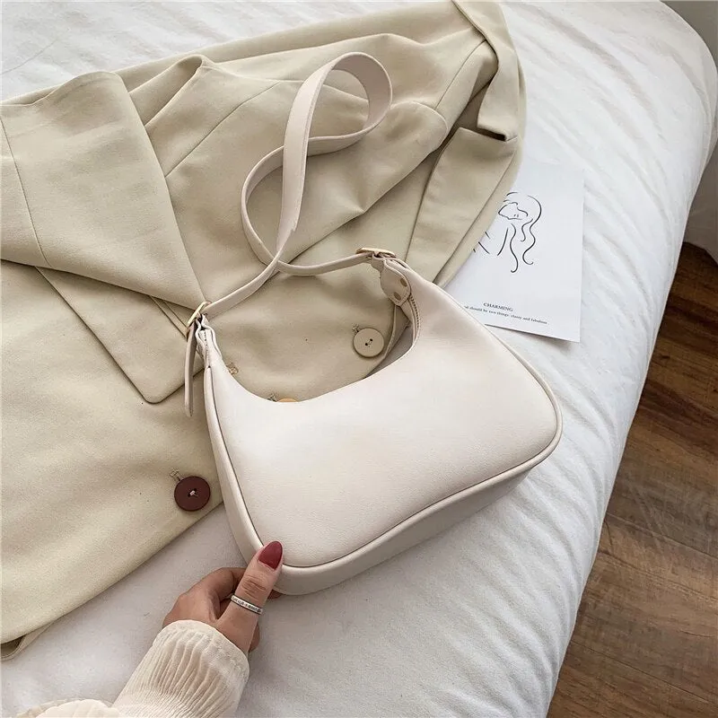 Christmas Gift Half Moon Design Small PU Leather Crossbody Bags For Women 2021 Luxury Solid Color Shoulder Handbags Lady Simple Travel Bag