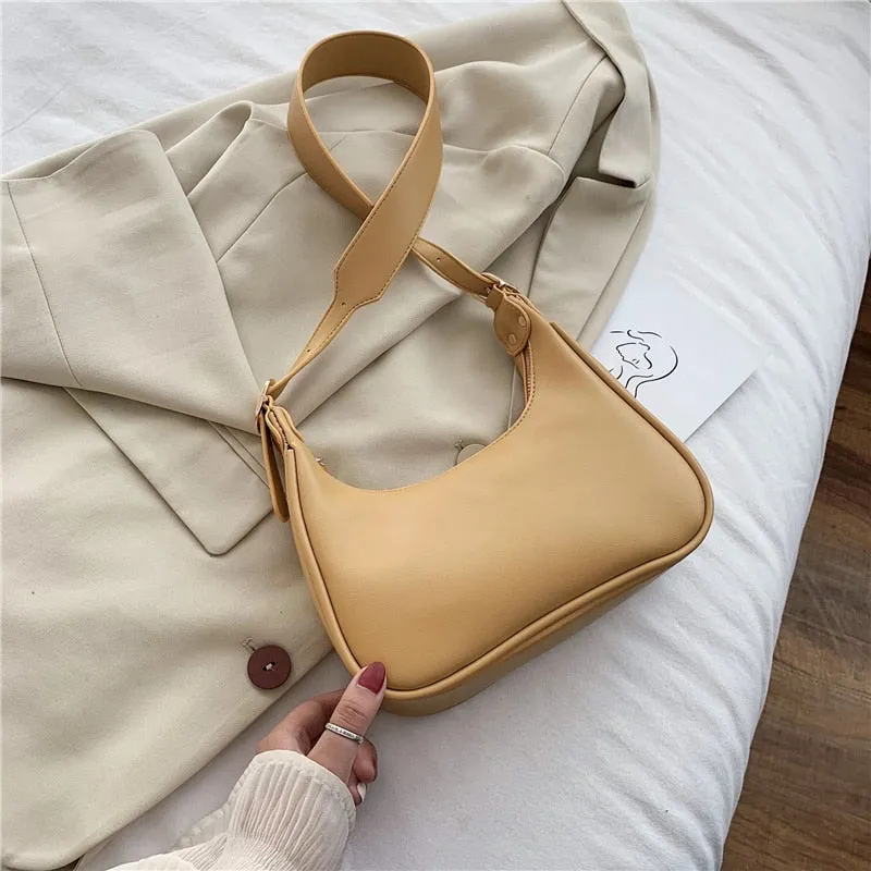 Christmas Gift Half Moon Design Small PU Leather Crossbody Bags For Women 2021 Luxury Solid Color Shoulder Handbags Lady Simple Travel Bag