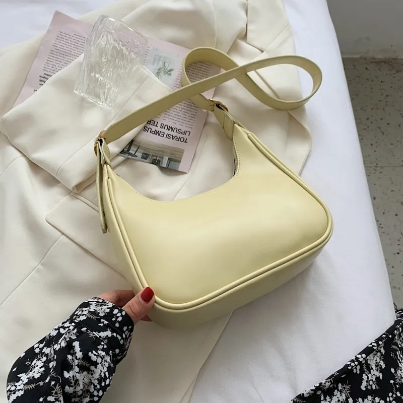 Christmas Gift Half Moon Design Small PU Leather Crossbody Bags For Women 2021 Summer Simple Shoulder Purses Lady Luxury Travel Handbags