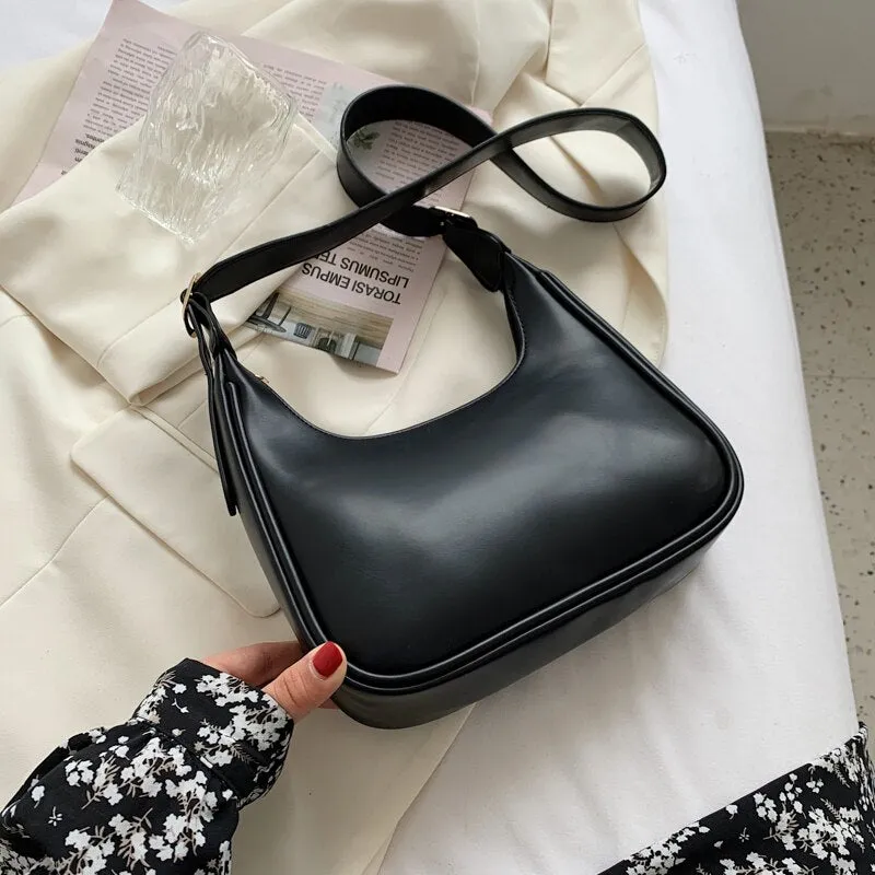 Christmas Gift Half Moon Design Small PU Leather Crossbody Bags For Women 2021 Summer Simple Shoulder Purses Lady Luxury Travel Handbags