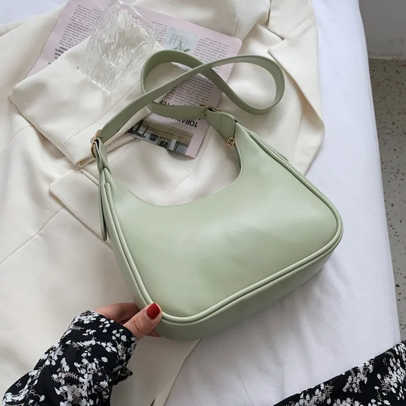 Christmas Gift Half Moon Design Small PU Leather Crossbody Bags For Women 2021 Summer Simple Shoulder Purses Lady Luxury Travel Handbags