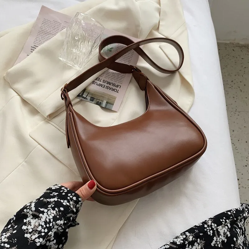 Christmas Gift Half Moon Design Small PU Leather Crossbody Bags For Women 2021 Summer Simple Shoulder Purses Lady Luxury Travel Handbags