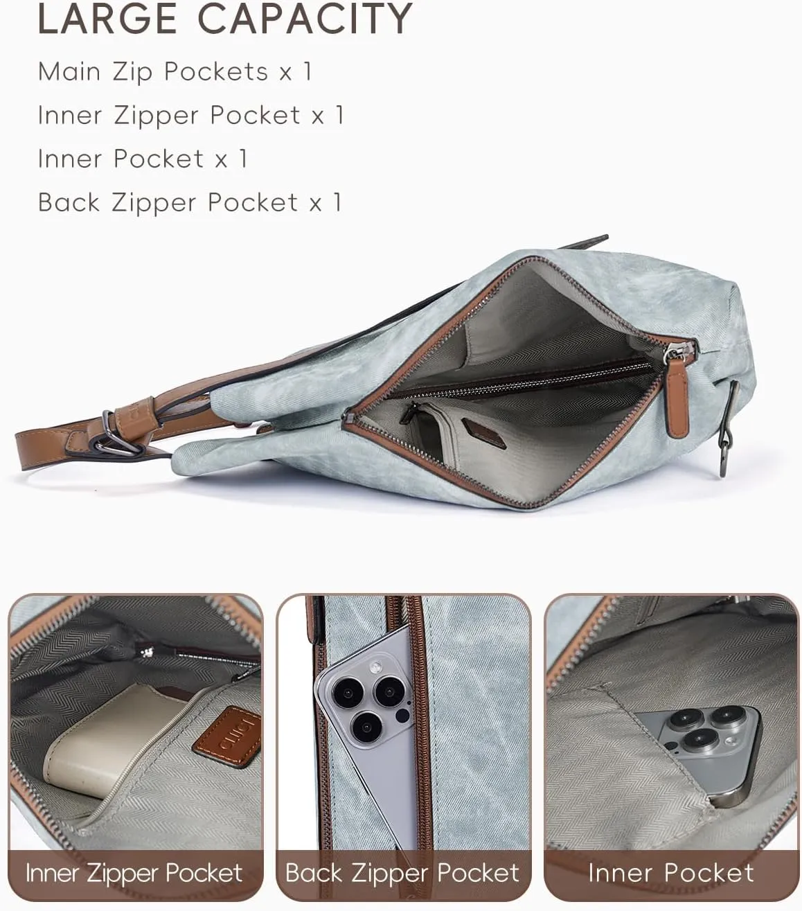 CLUCI Crossbody Bags for Women, Denim Sling Bags for Women, Cross Body Bag for Woman,Leather Cross Body Bag Daypack