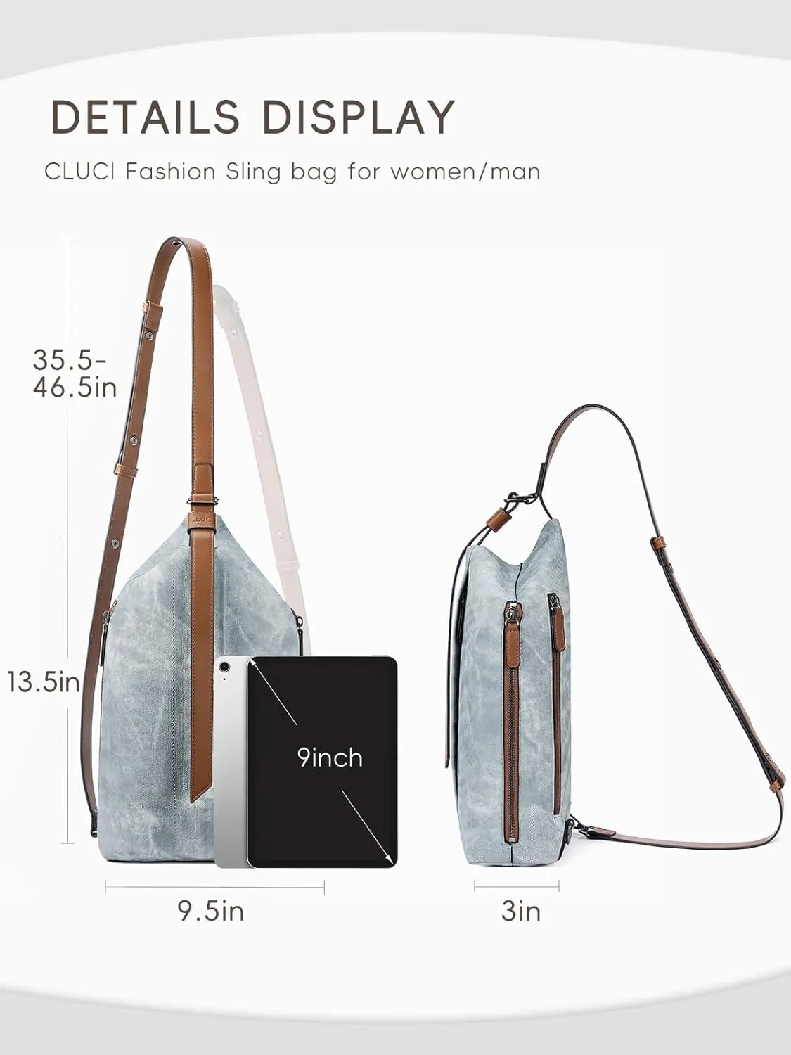 CLUCI Crossbody Bags for Women, Denim Sling Bags for Women, Cross Body Bag for Woman,Leather Cross Body Bag Daypack