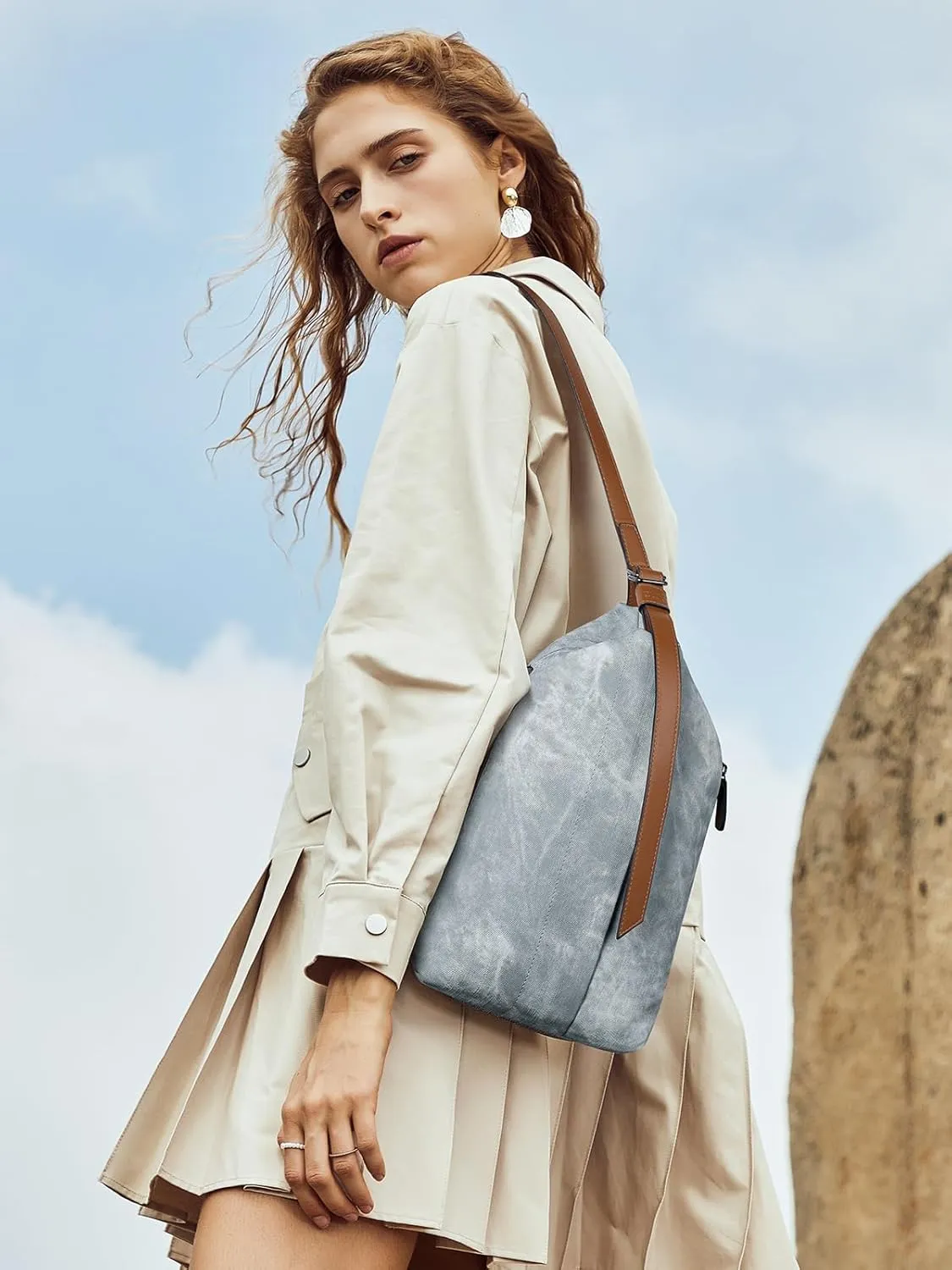 CLUCI Crossbody Bags for Women, Denim Sling Bags for Women, Cross Body Bag for Woman,Leather Cross Body Bag Daypack