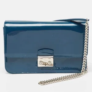 Dark Blue Patent Leather Miss Promenade Wallet on Chain