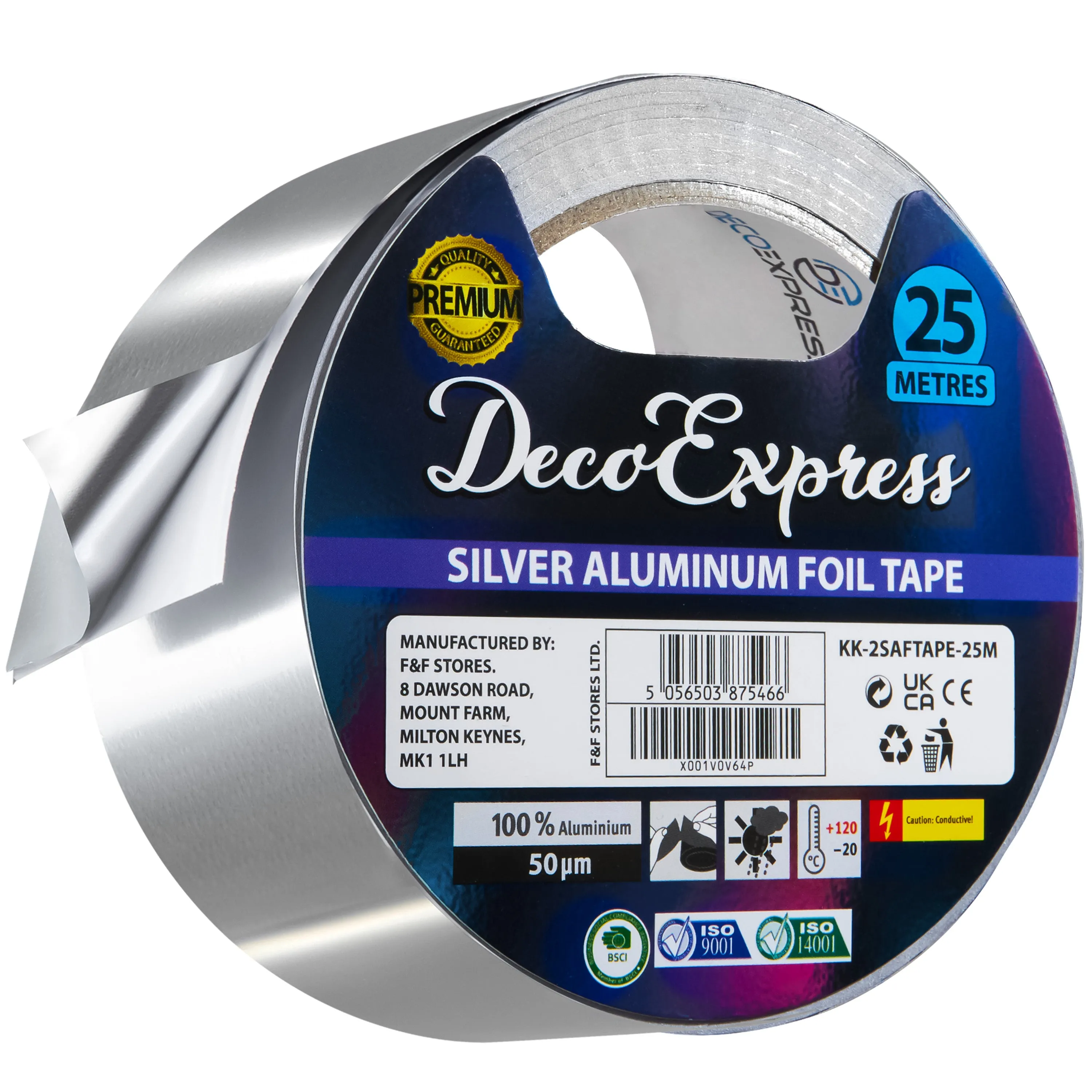 DECO EXPRESS Aluminium Adhesive Tape - Insulation Tape - 25 M, 1 Pcs