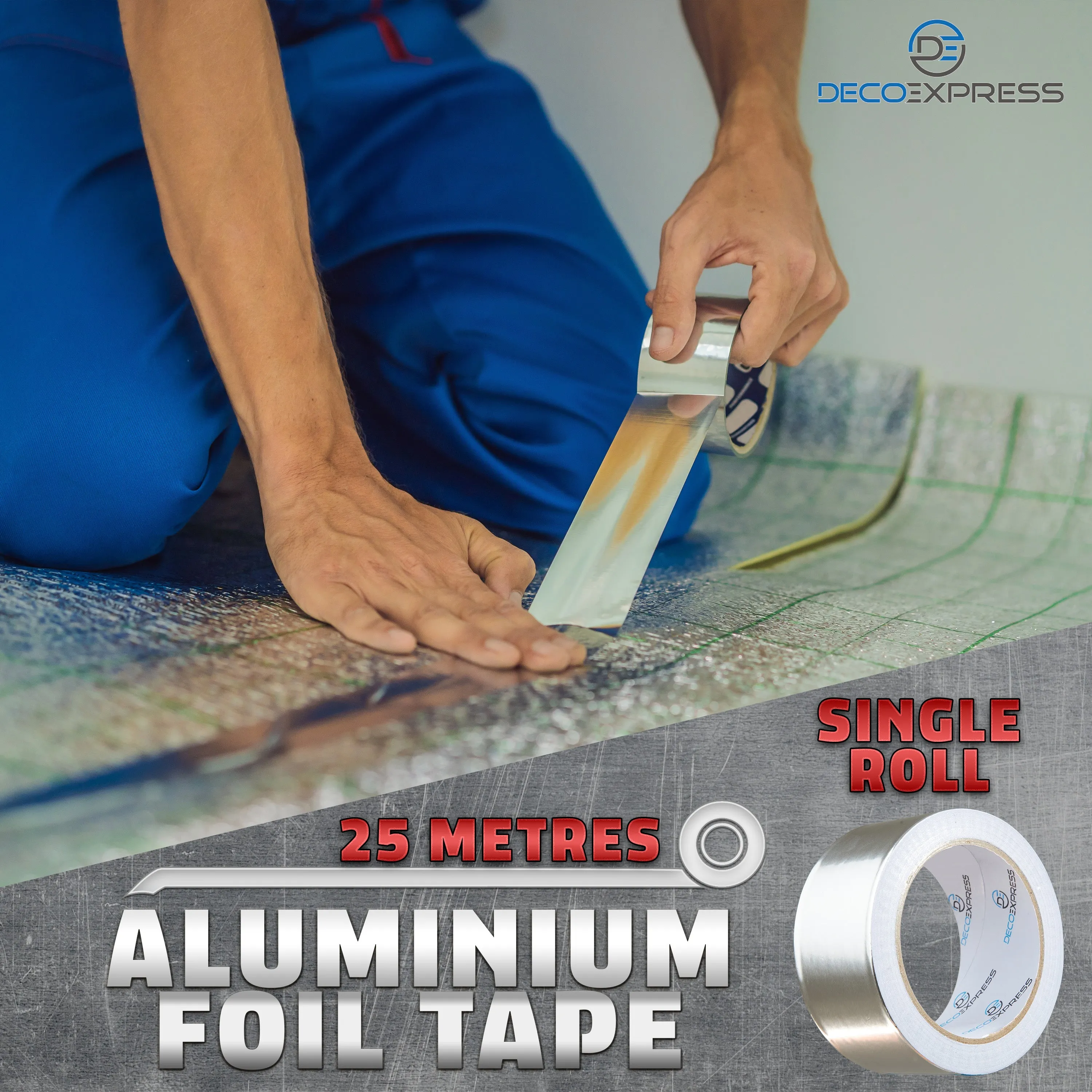 DECO EXPRESS Aluminium Adhesive Tape - Insulation Tape - 25 M, 1 Pcs