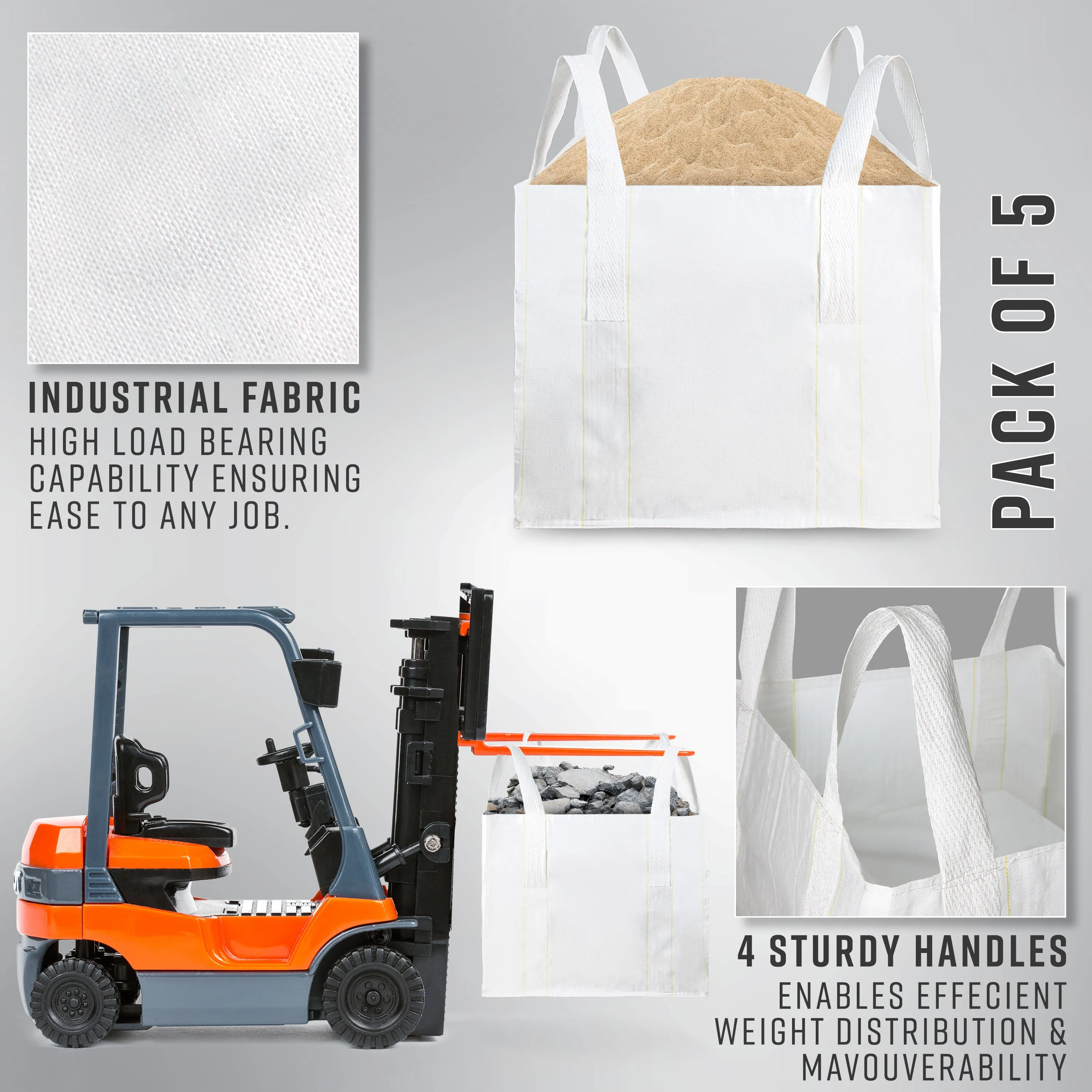 Deco Express Garden Waste Bags - Heavy Duty Bags - White 1T - 5 Pack