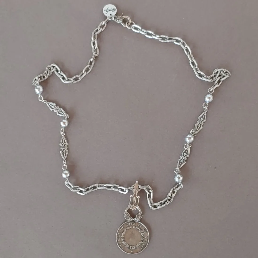 Decorated Link & French Coin Chain Necklace