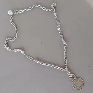 Decorated Link & French Coin Chain Necklace