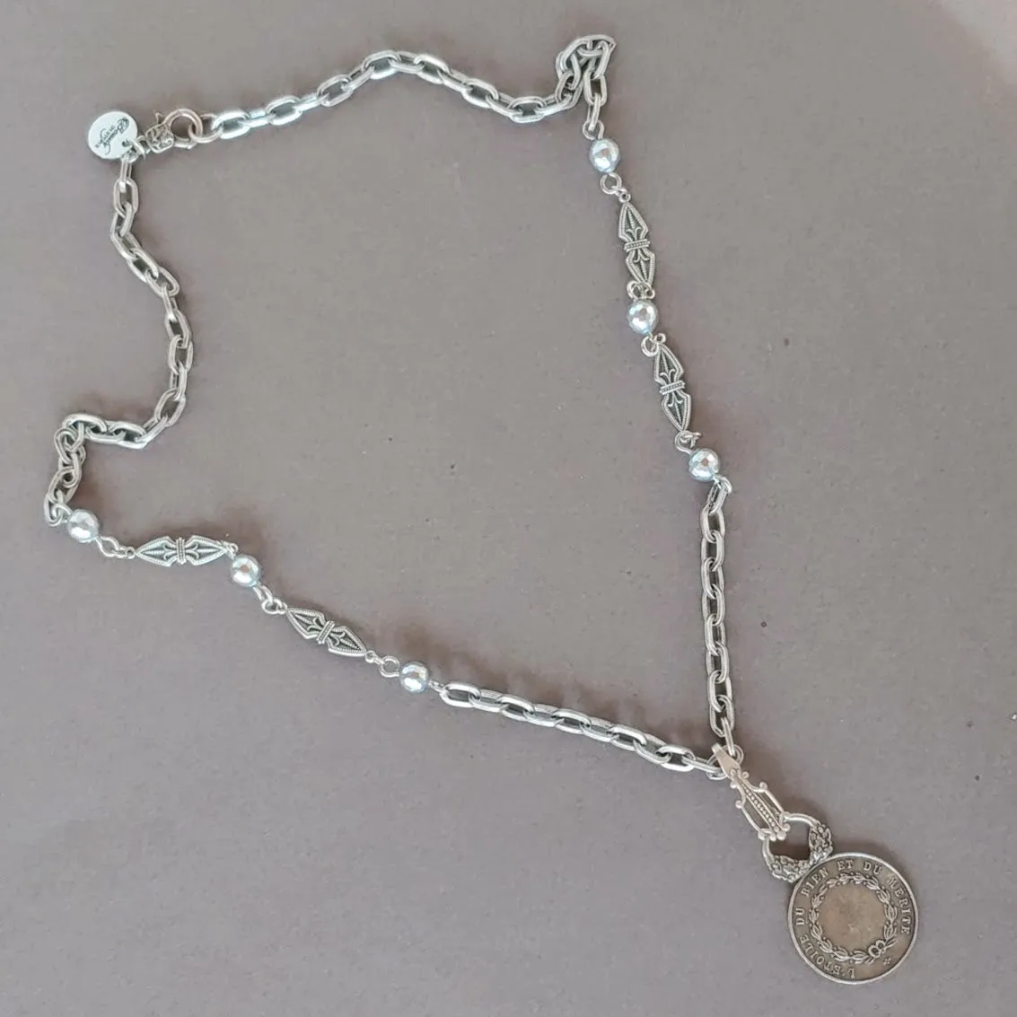 Decorated Link & French Coin Chain Necklace