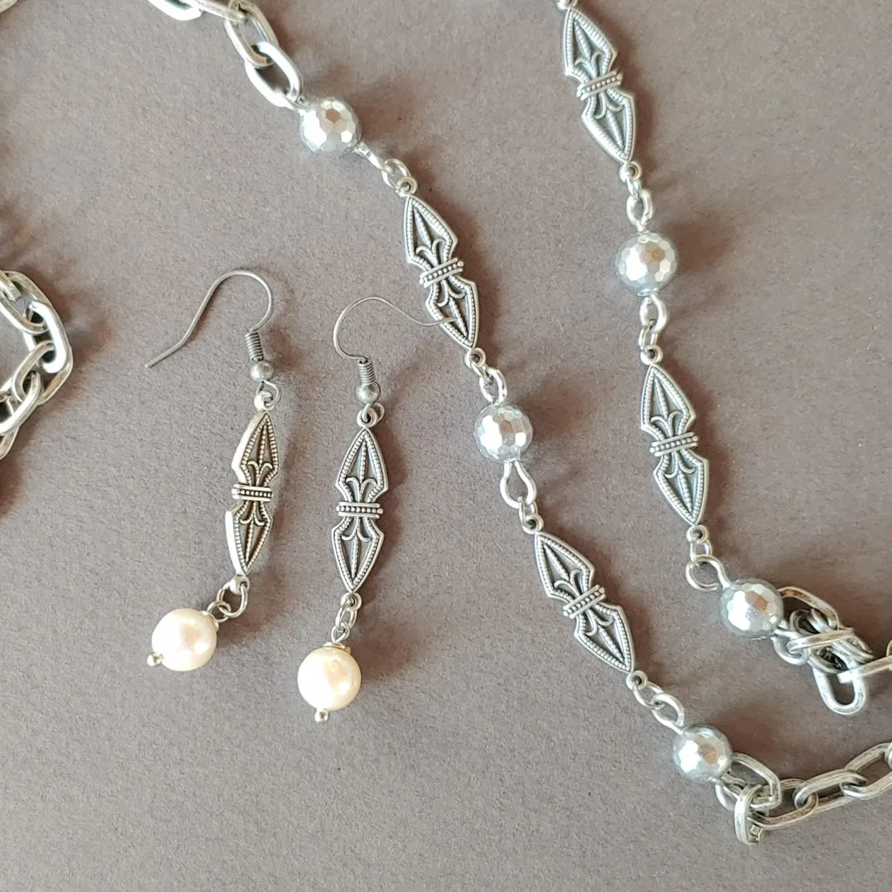 Decorated Link & French Coin Chain Necklace