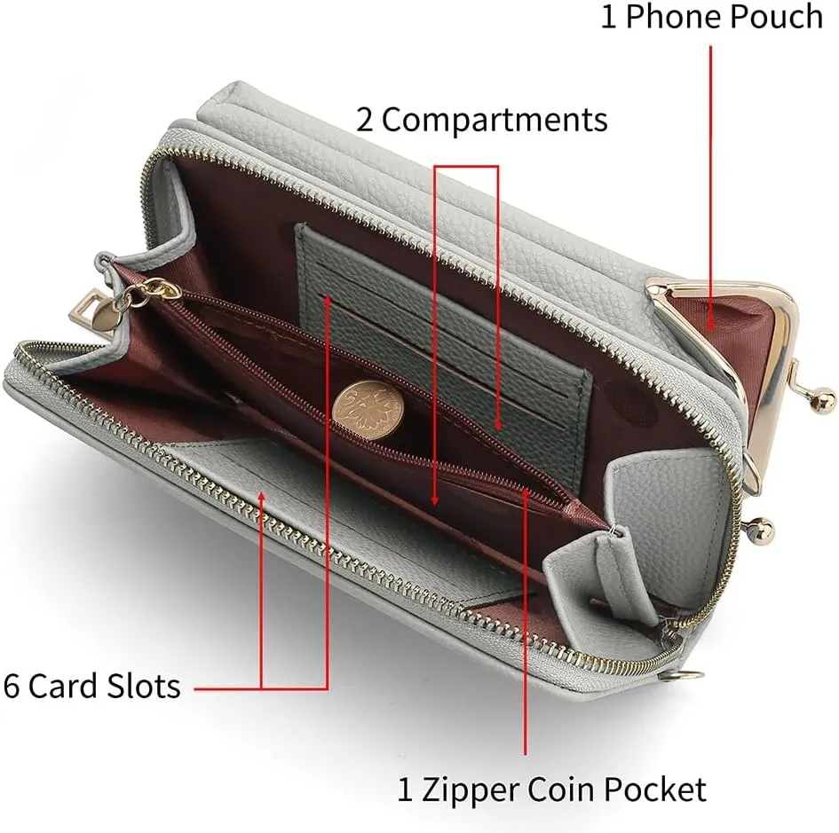 EASTNIGHTS Small Crossbody Phone Bag for Women Cell Phone Purse Wallet Kiss Lock Cute Shoulder Bag with Credit Card Slots