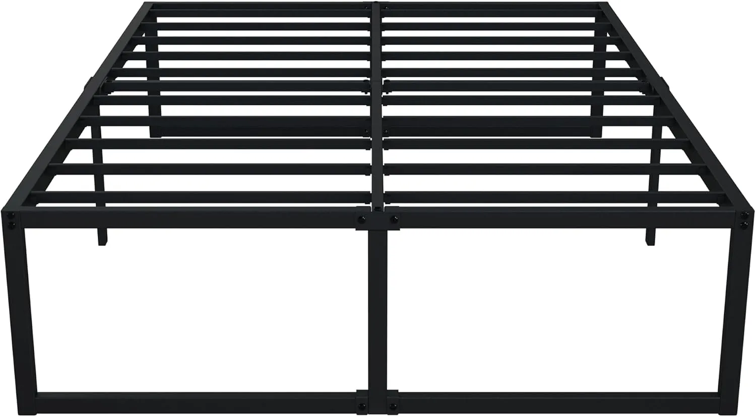 EMODA 16 Inch Queen Bed Frame No Box Spring Needed Heavy Duty Metal Platform BedFrame Queen Size with Steel Slats, Easy Assembly, Black