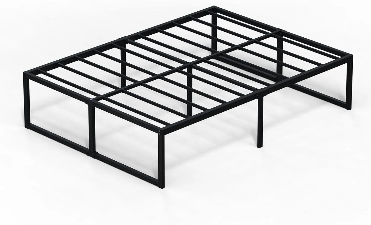 EMODA 16 Inch Queen Bed Frame No Box Spring Needed Heavy Duty Metal Platform BedFrame Queen Size with Steel Slats, Easy Assembly, Black