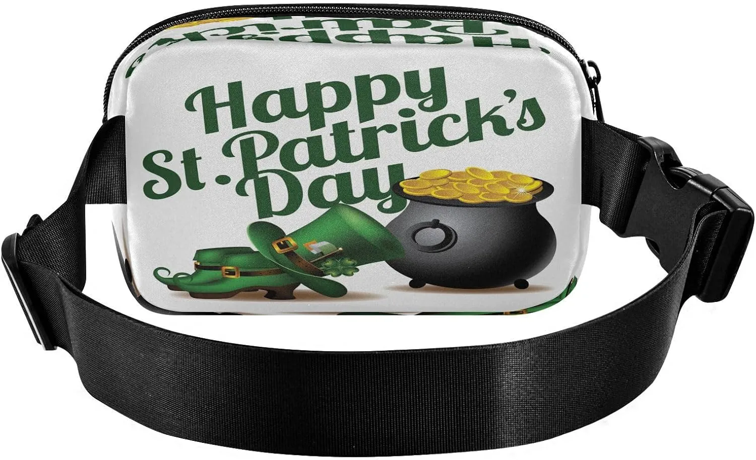 Fanny Packs for Women Men Happy St Patrick's Day Belt Bag Waterproof Fashion Waist Pack with Adjustable Strap Gold Coin Waist Bag Hip Bumbags for Running Workout Travel Hiking Cycling