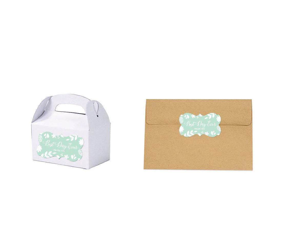 Floral Mint Green Wedding Fancy Frame Label Stickers