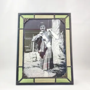Glass Easel Back 5x7 Picture Frame - Antique Yellow and Salem Green