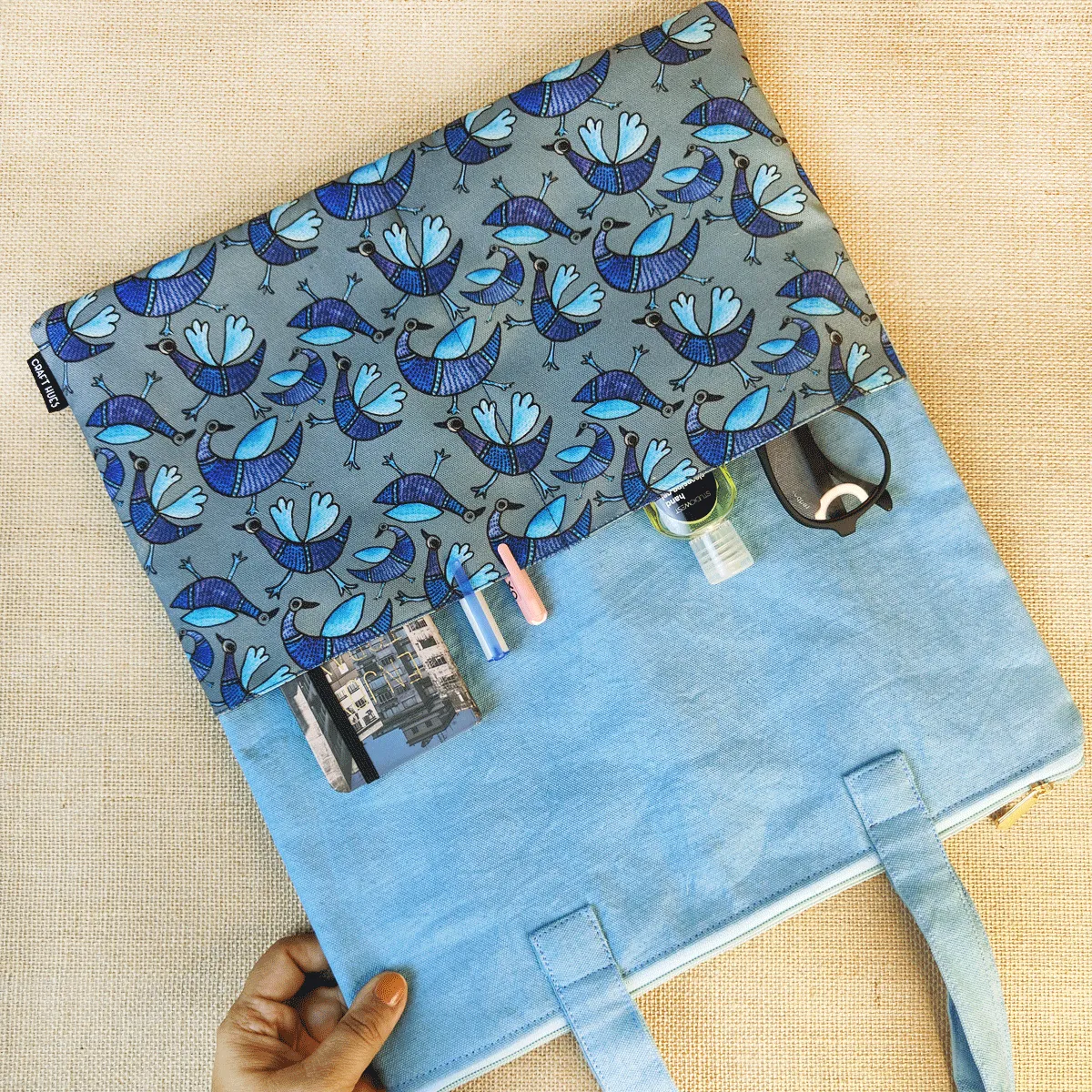 Gond Tote Bag- Blue Bird