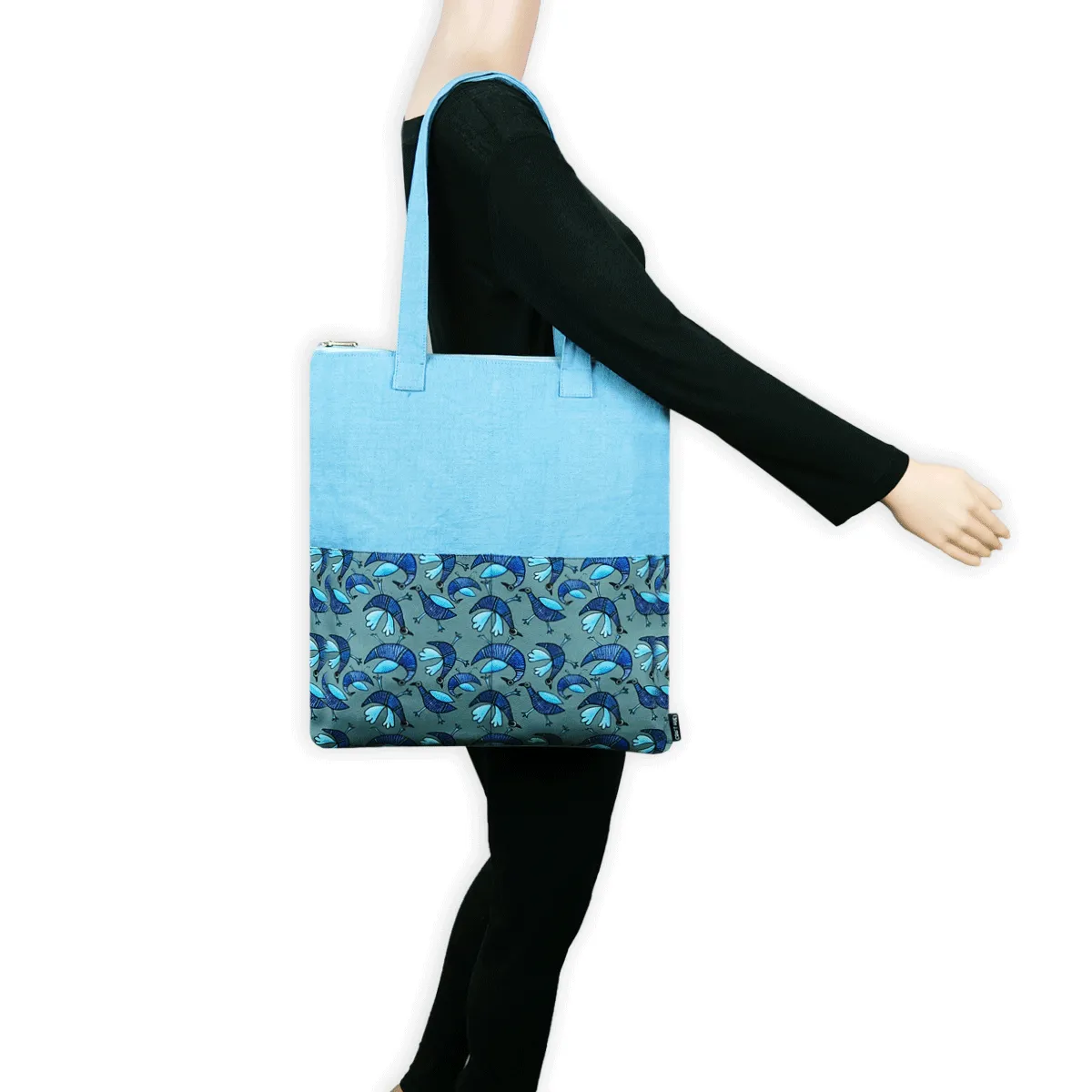 Gond Tote Bag- Blue Bird