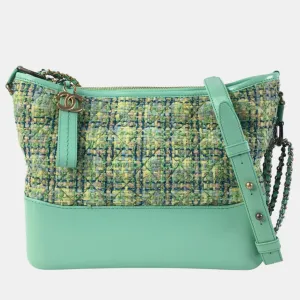 Green Tweed and Leather Medium Gabrielle Shoulder Bags