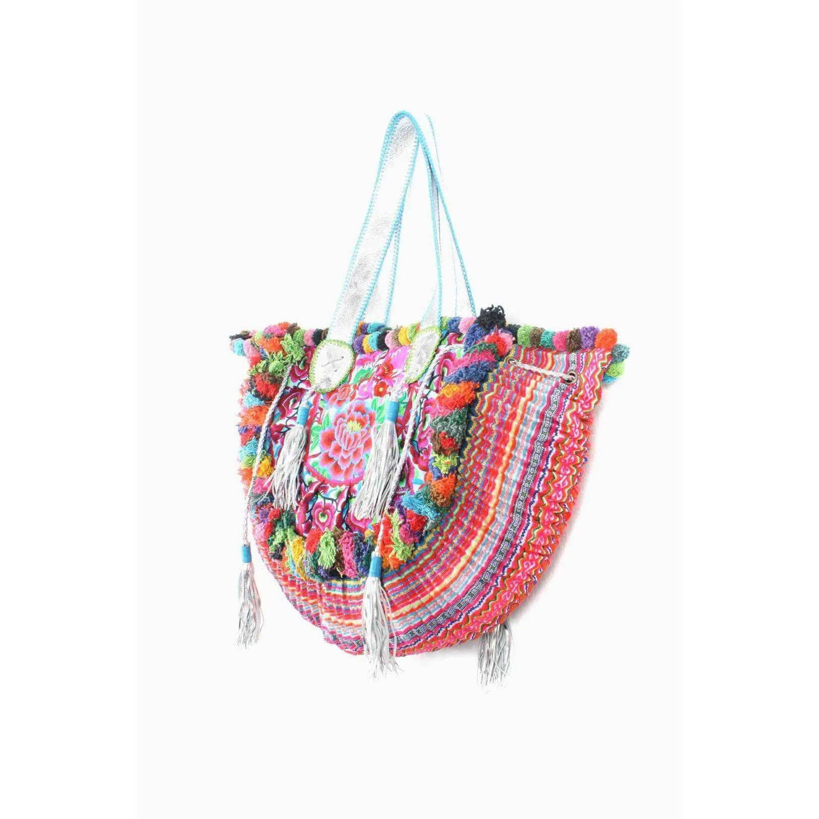 Half-moon Ibiza Bag Pom Pom Trimmed XL - Thailand