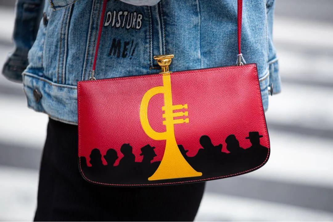 Hermes Vintage 1990 Sac a Malice Red Yellow Trumpet Silhouette Bag