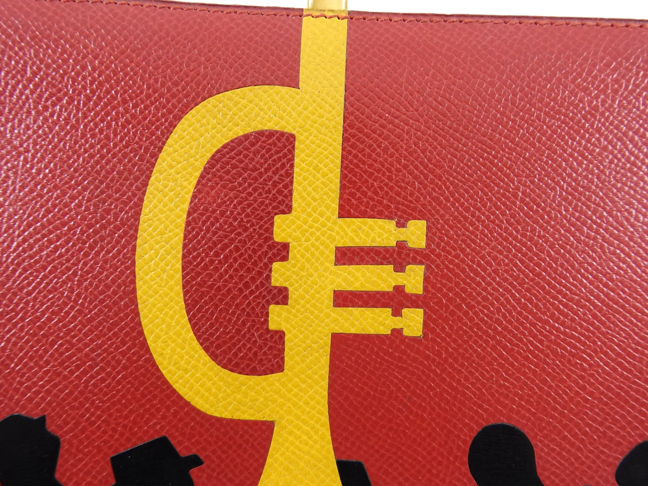 Hermes Vintage 1990 Sac a Malice Red Yellow Trumpet Silhouette Bag