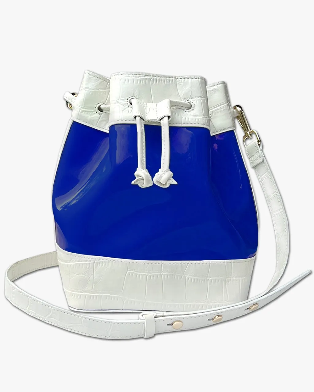 JELLY BUCKET BAG | WHITE & ELECTRIC BLUE