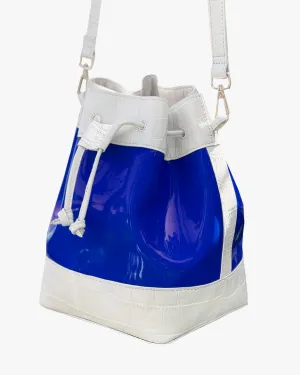 JELLY BUCKET BAG | WHITE & ELECTRIC BLUE