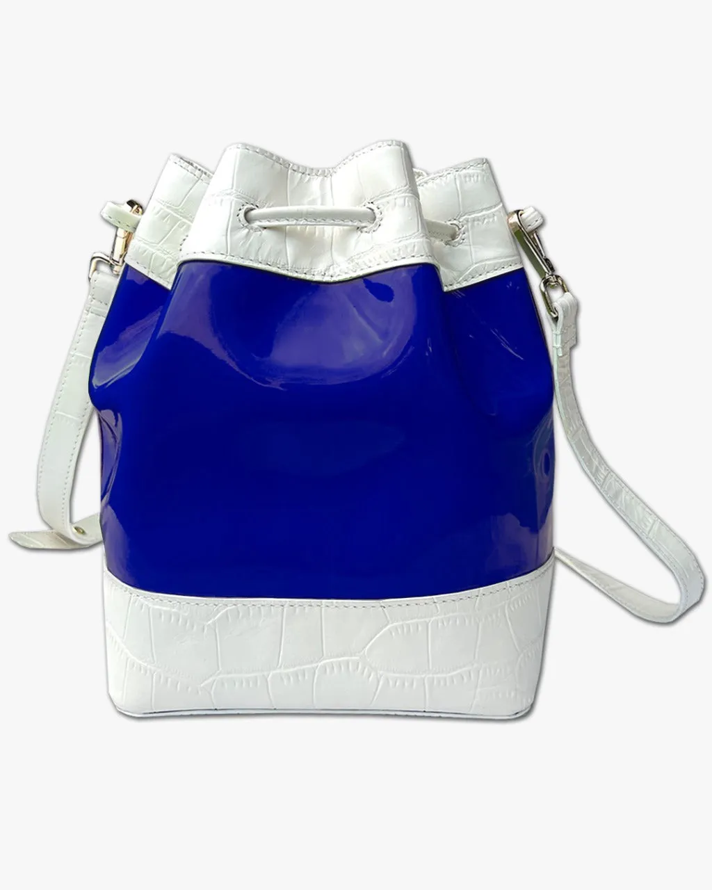 JELLY BUCKET BAG | WHITE & ELECTRIC BLUE