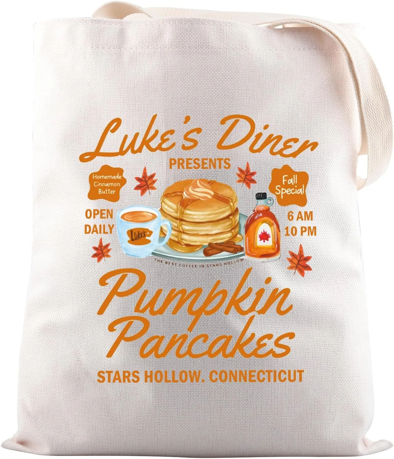 JNIAP TV Show Merch Lukes Dinner Pumpkin Pancakes Tote Bag Fall Autumn Lovers Gift