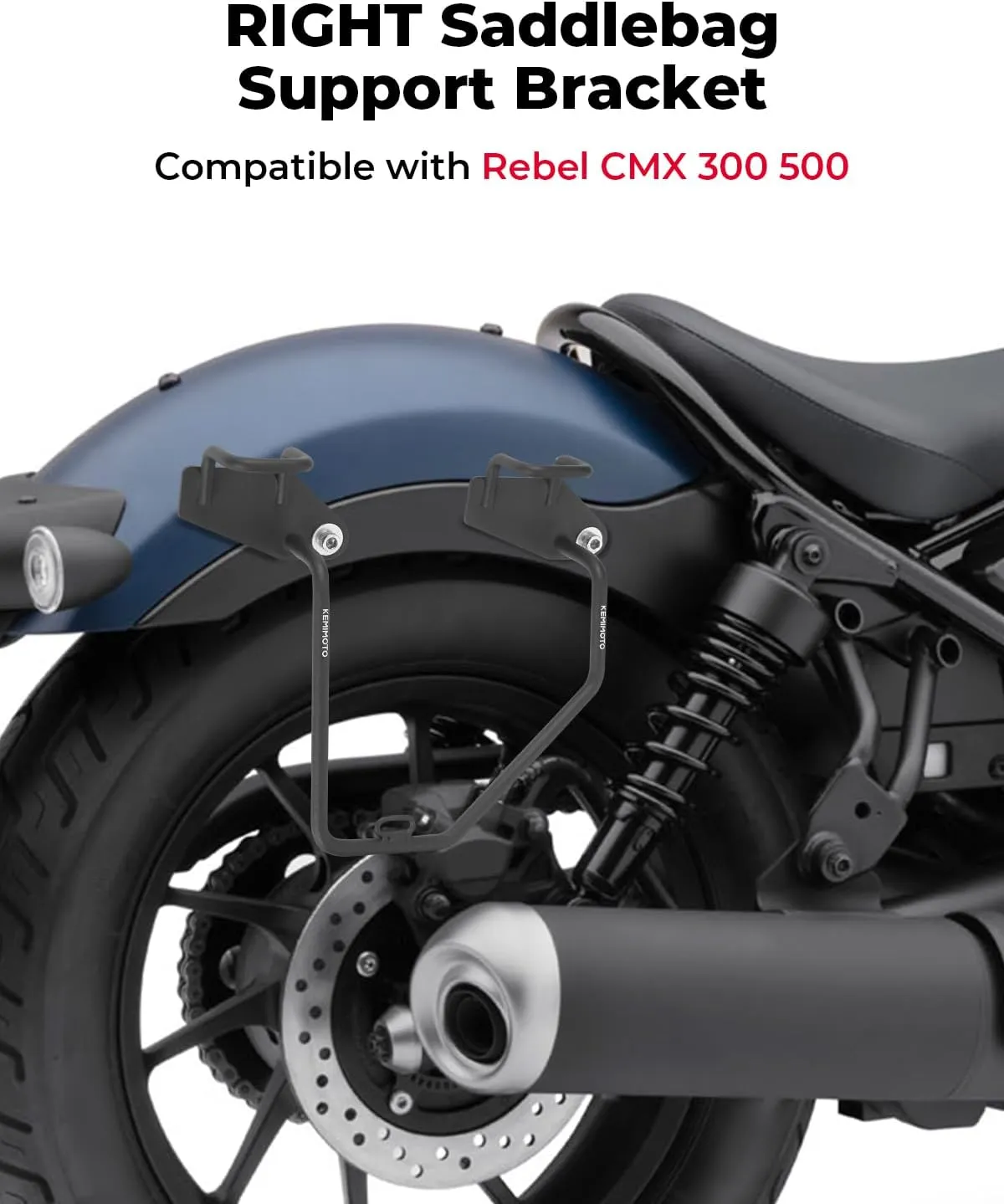 KEMIMOTO Right Saddle Bags Support Bracket/Bar Compatible with Rebel CMX 500 300 250 Storage Bag Frame Bracket Holder 2017-2023 Right Side