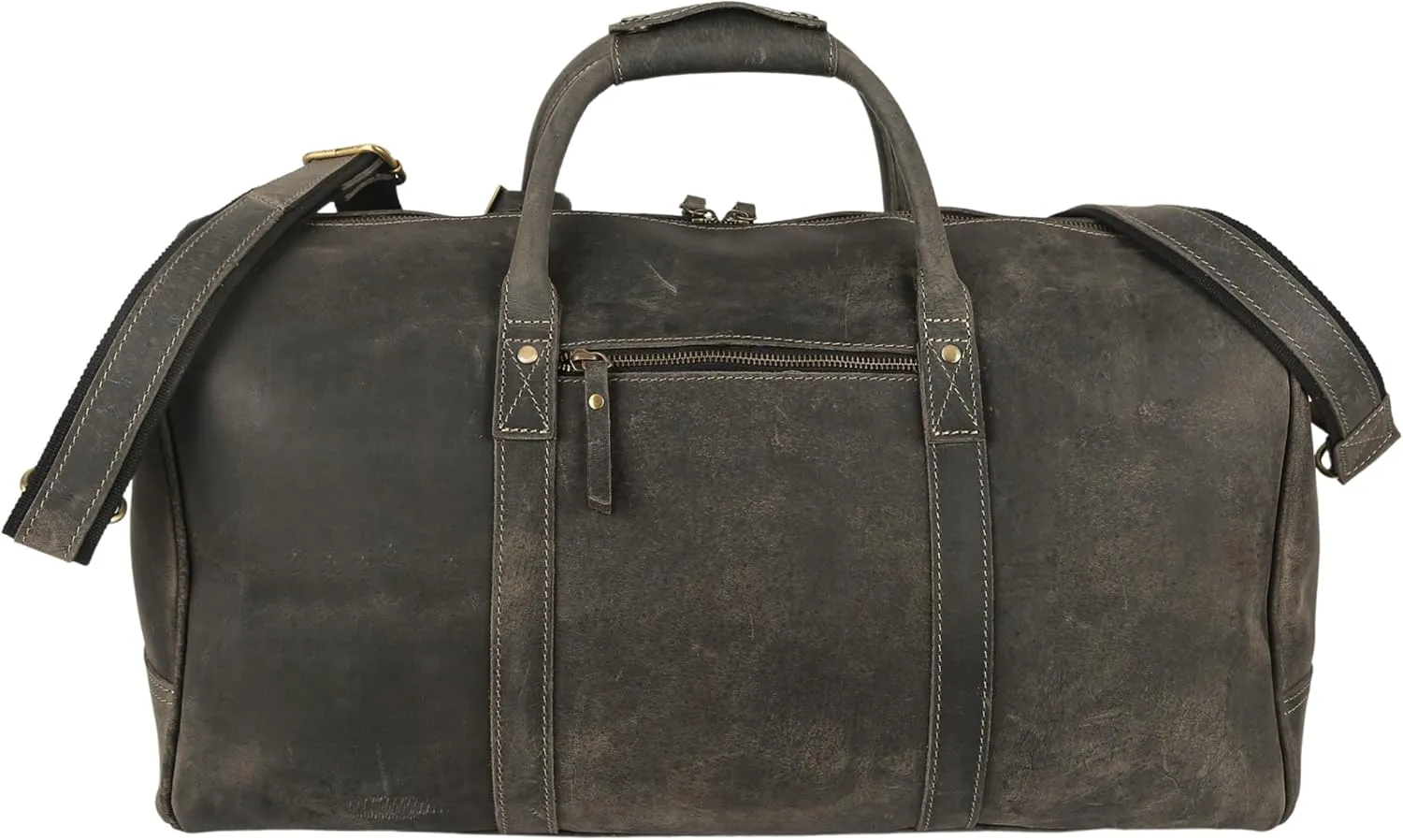 KomalC 24 Inch Leather Duffel Bags for Men and Women Full Grain Leather Travel Overnight Weekend Leather Bags Sports Gym Duffle for Men
