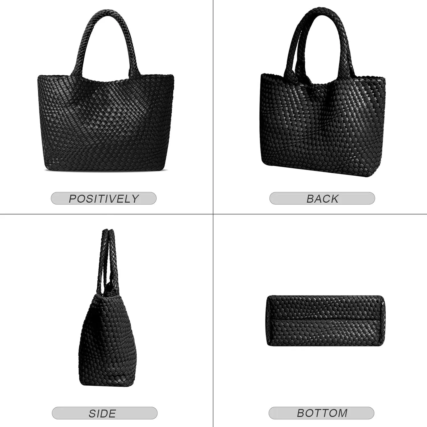 Large Woven Tote Bag for Women Vegan Leather Braided Handbag, and Purses, Top Handle Shoulder Bags