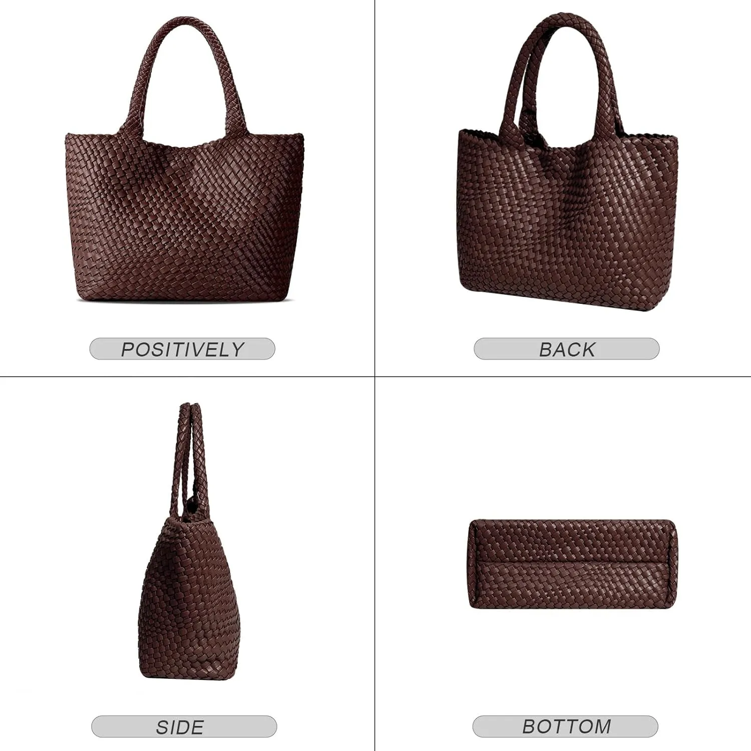 Large Woven Tote Bag for Women Vegan Leather Braided Handbag, and Purses, Top Handle Shoulder Bags