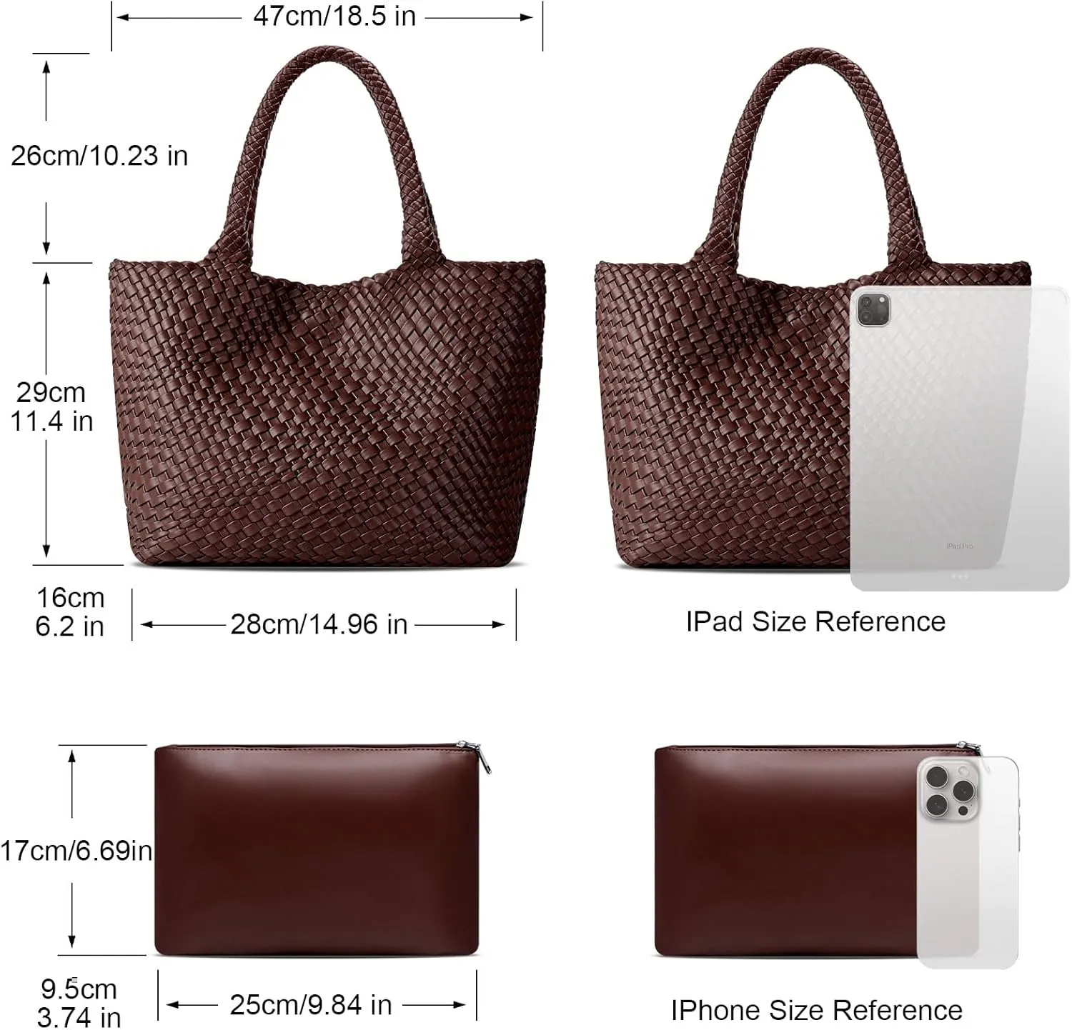 Large Woven Tote Bag for Women Vegan Leather Braided Handbag, and Purses, Top Handle Shoulder Bags