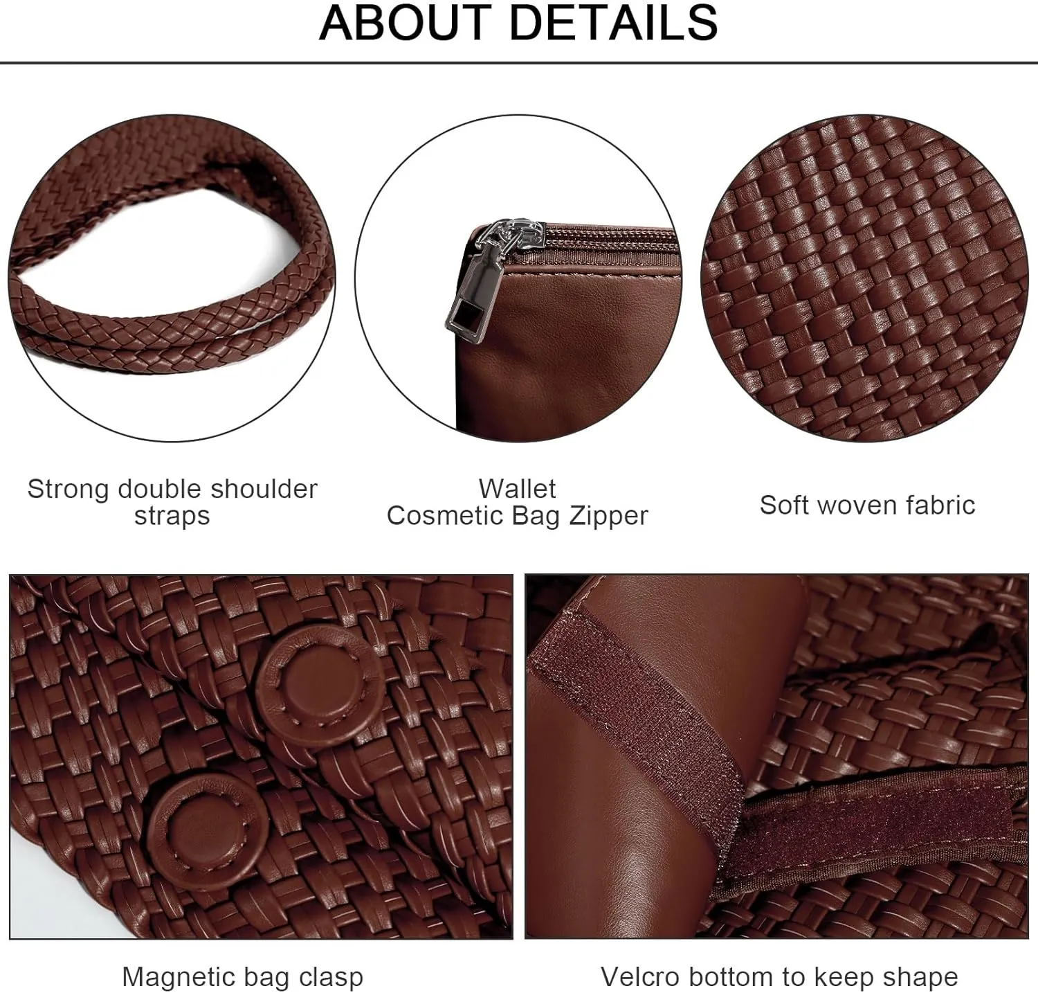 Large Woven Tote Bag for Women Vegan Leather Braided Handbag, and Purses, Top Handle Shoulder Bags