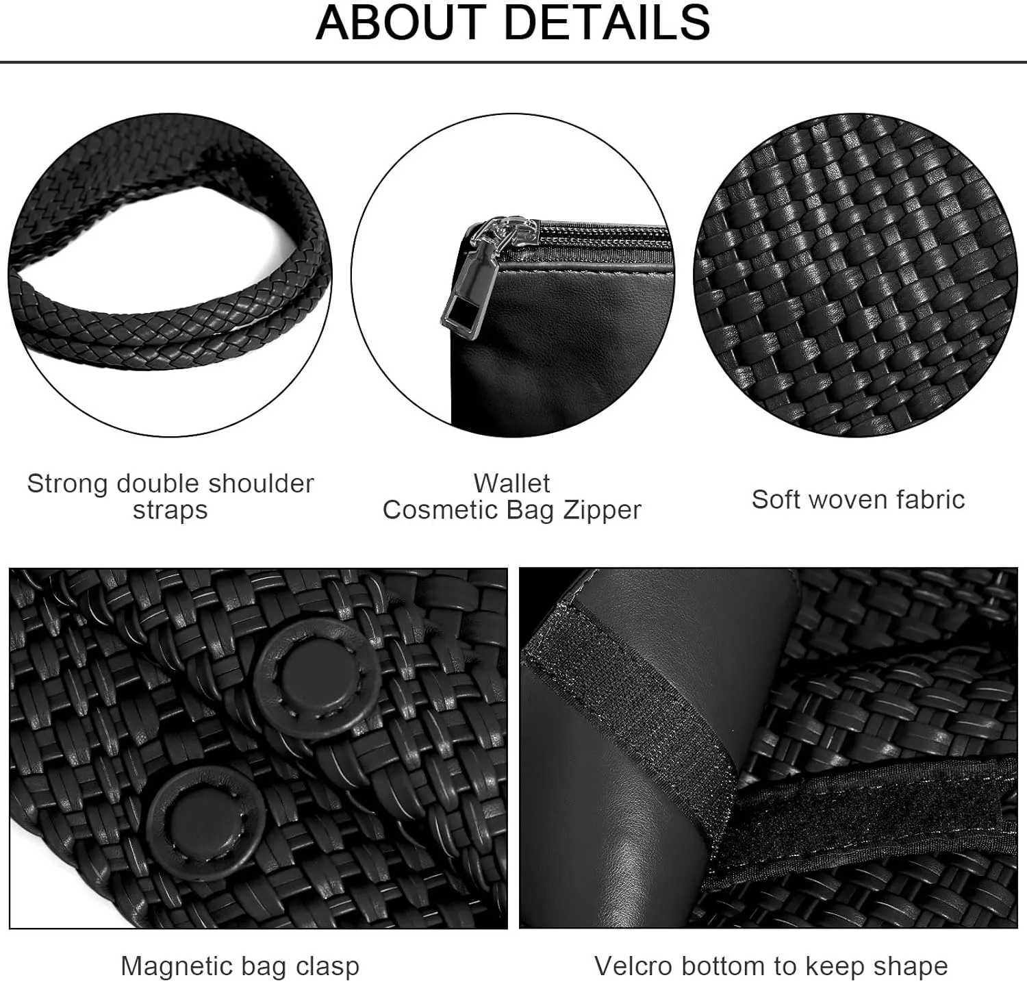 Large Woven Tote Bag for Women Vegan Leather Braided Handbag, and Purses, Top Handle Shoulder Bags