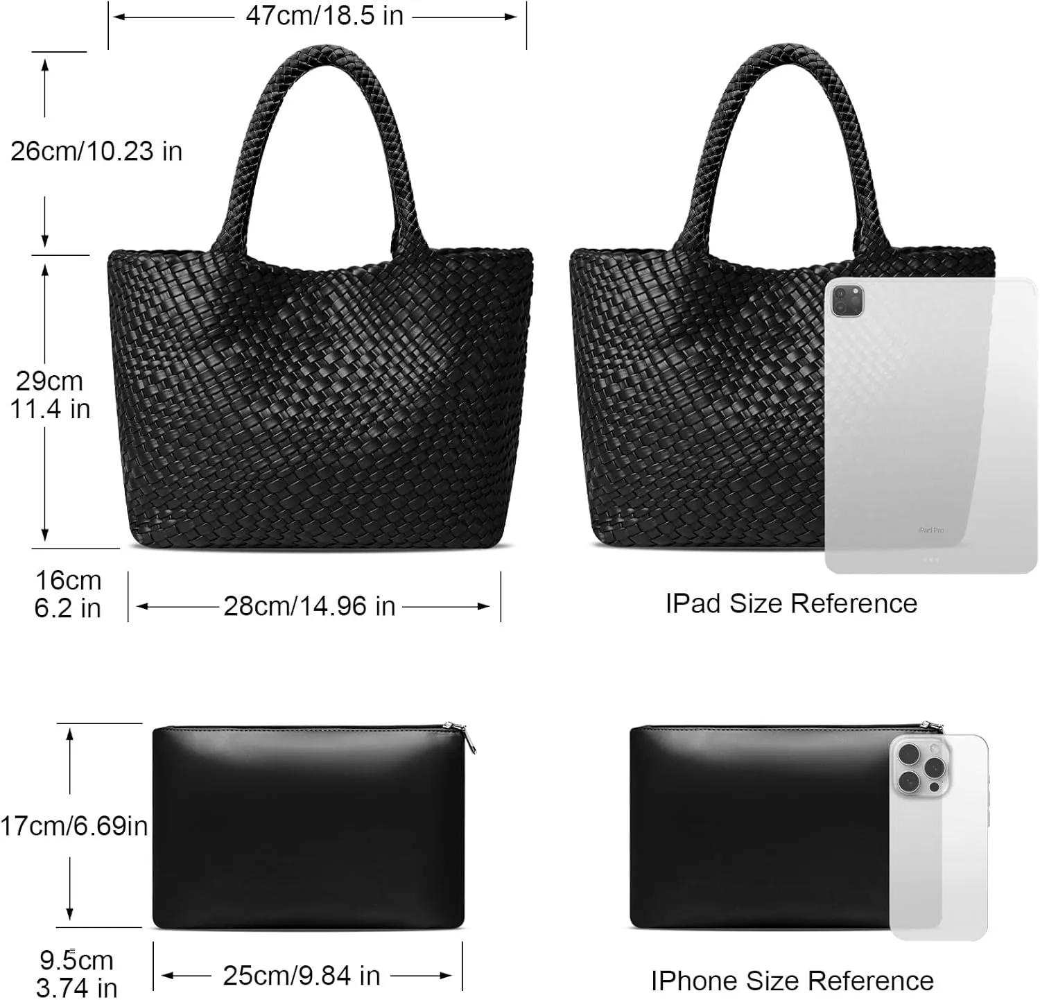 Large Woven Tote Bag for Women Vegan Leather Braided Handbag, and Purses, Top Handle Shoulder Bags