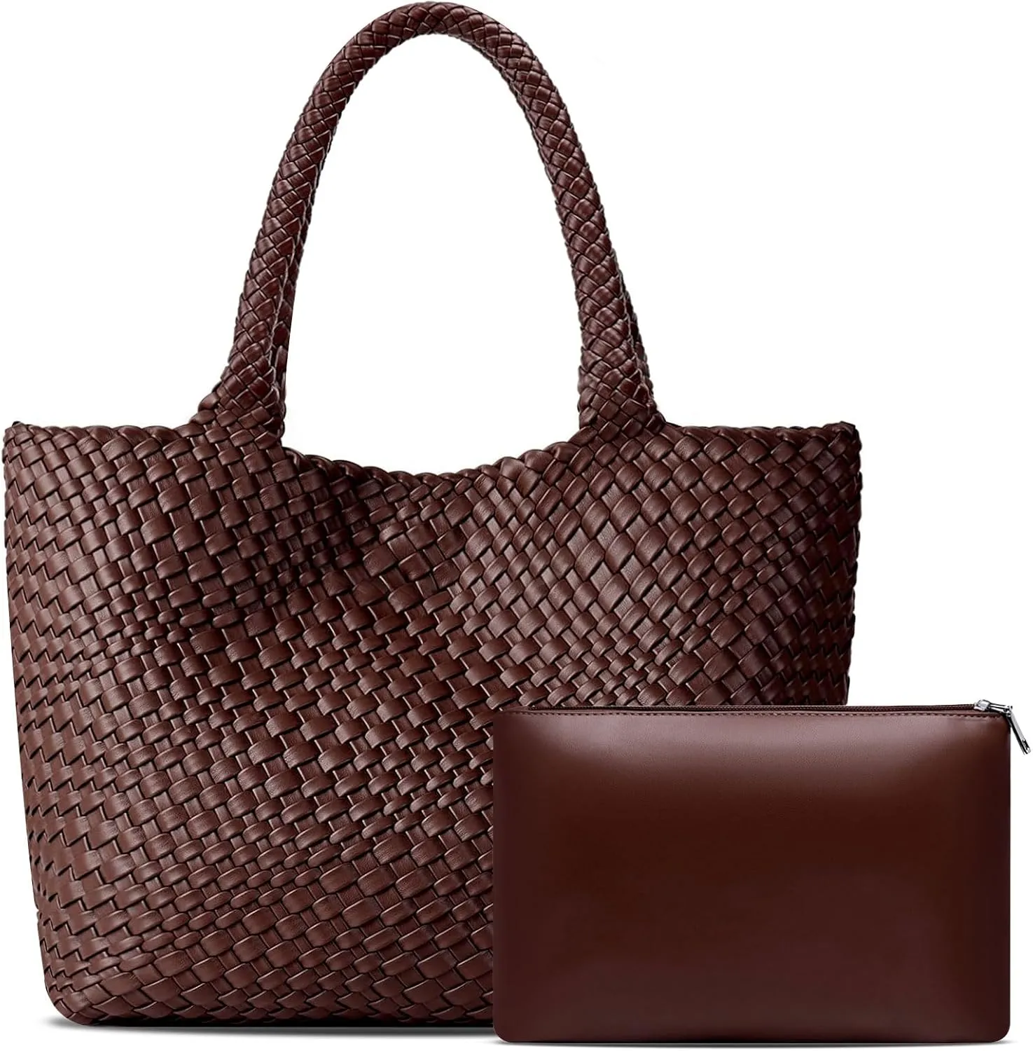 Large Woven Tote Bag for Women Vegan Leather Braided Handbag, and Purses, Top Handle Shoulder Bags