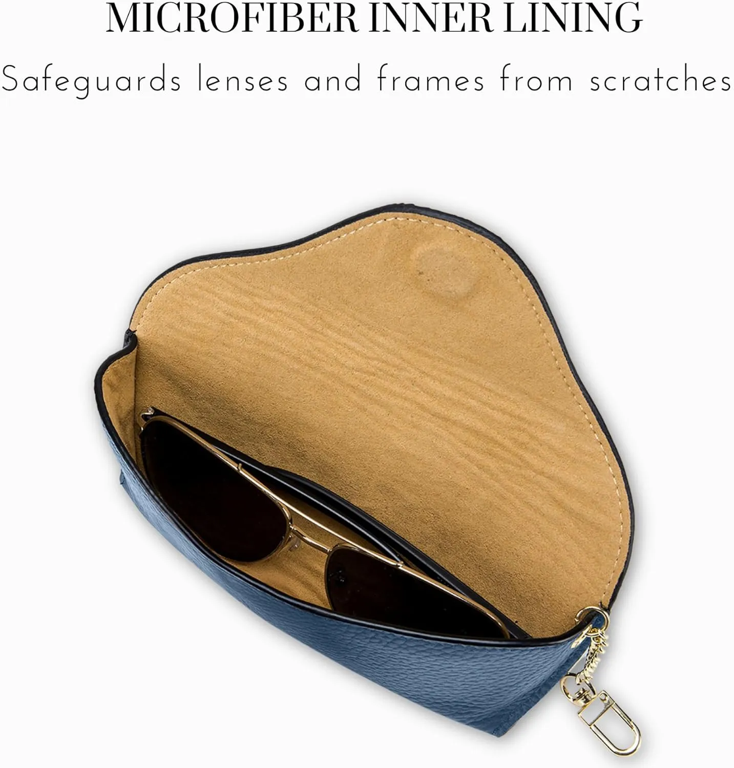 Leather Sunglasses Case, Portable Soft Travel Sun Glasses Case with Hanging Hook, Eye Glasses Storage Shell Pouch