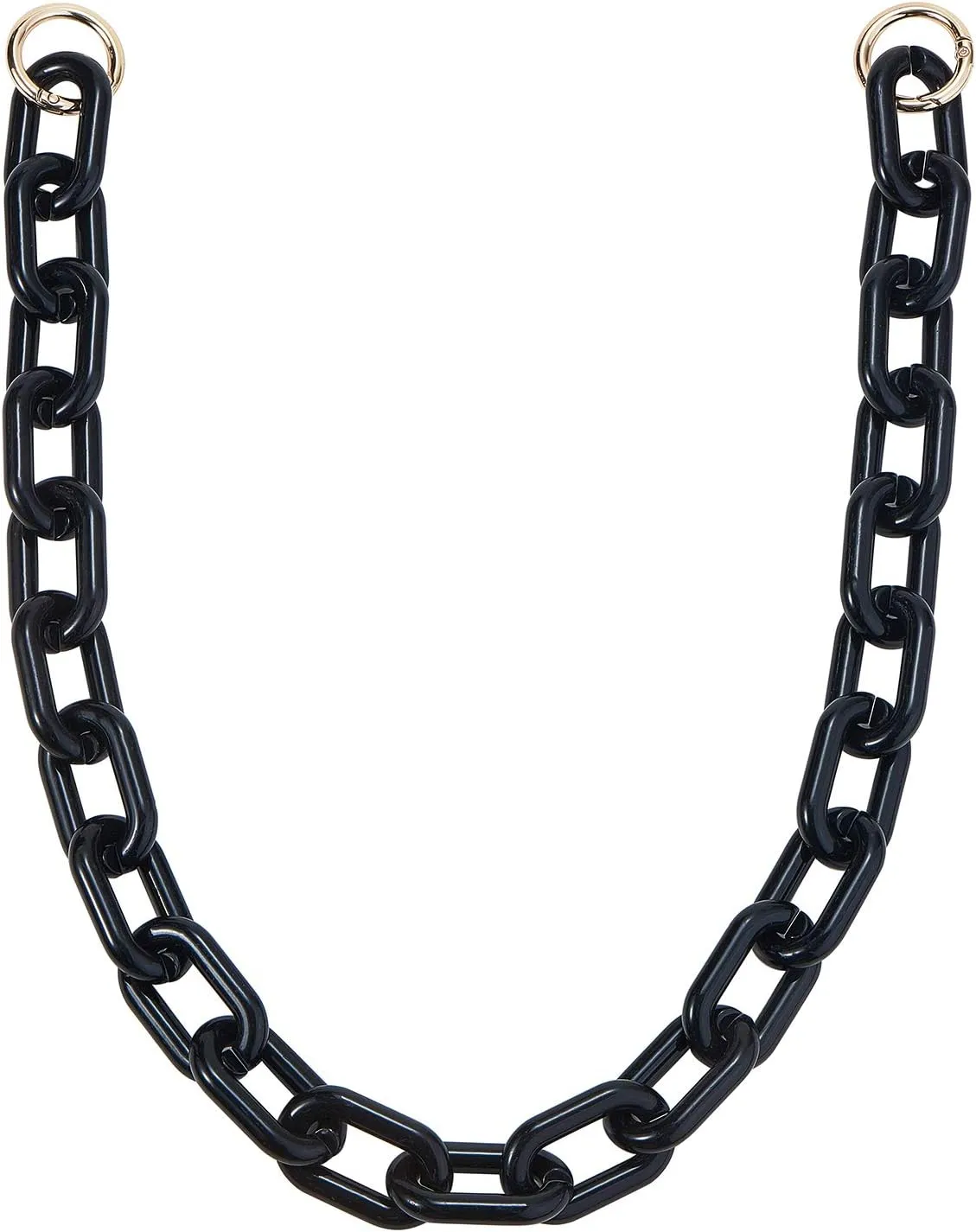 LiQunSweet Fashion Resin Plastic Black Short Thick Cross Chain Link Charms with Gate O Clasps for Shoulder Strap Replacement Handbag Decoration Bags Chain Accessories - 61cm