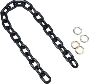 LiQunSweet Fashion Resin Plastic Black Short Thick Cross Chain Link Charms with Gate O Clasps for Shoulder Strap Replacement Handbag Decoration Bags Chain Accessories - 61cm
