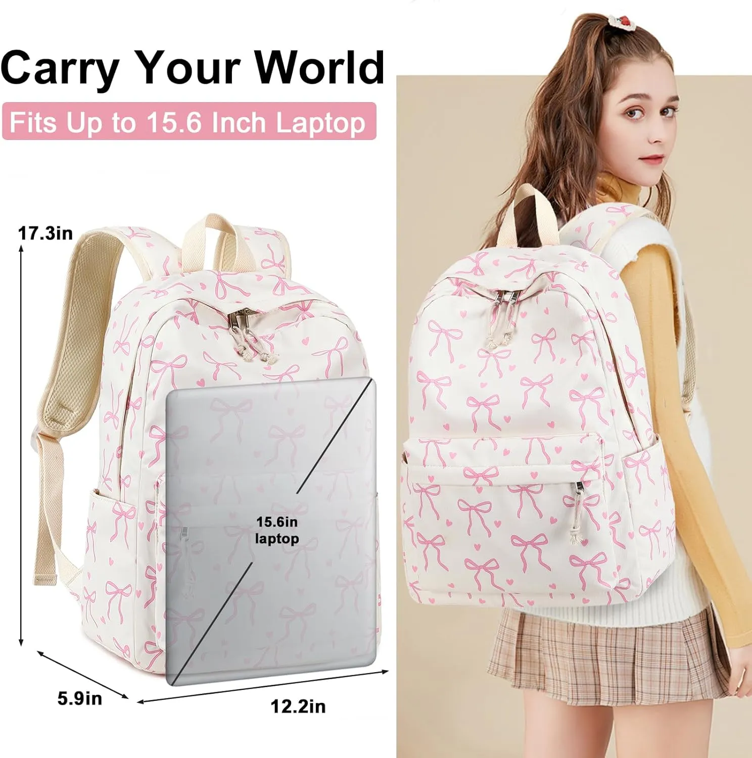 LOIDOU Backpack for Teen Girls Middle-School Primary Elementary Bookbags 17inch Kids Backpack Women laptop Backpack Lightweight Casual Daypack